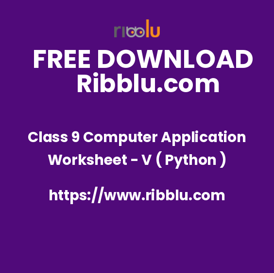 Class 9 Computer Application Worksheet - V ( Python )