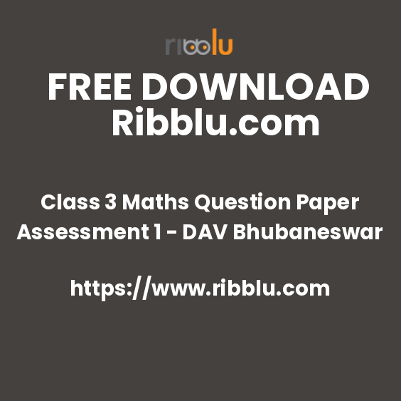 Class 3 Maths Question Paper Assessment 1 - DAV Bhubaneswar