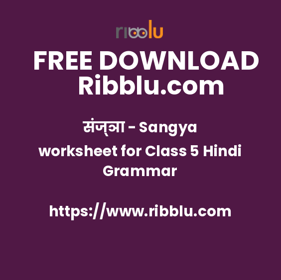 संज्ञा - Sangya worksheet for Class 5 Hindi Grammar
